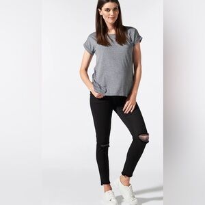 BLANQI DENIM Maternity Belly Support Skinny Jeans in Black Knee Slit Wash Size 2